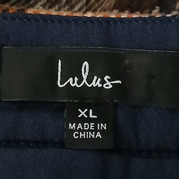 Lulus Mini Skirt XL Mad For Plaid Soft Flannel Lined Side Zip Cream Navy - Picture 7 of 9